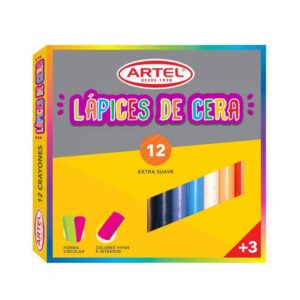 Lapices cera 12 colores Crayones Artel *010